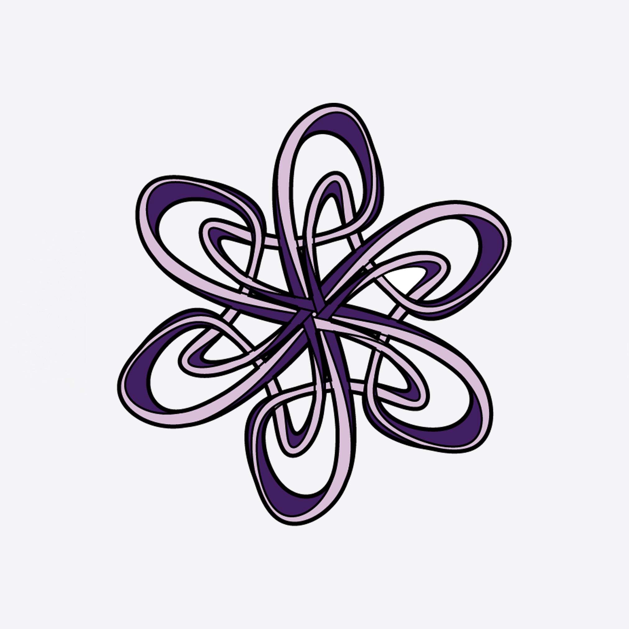 Purple and violet LACE Heat-Press Sticker with petal-inspired design for tote bags