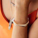 Oblique Cuff sterling silver bold sculptural bracelet on wrist