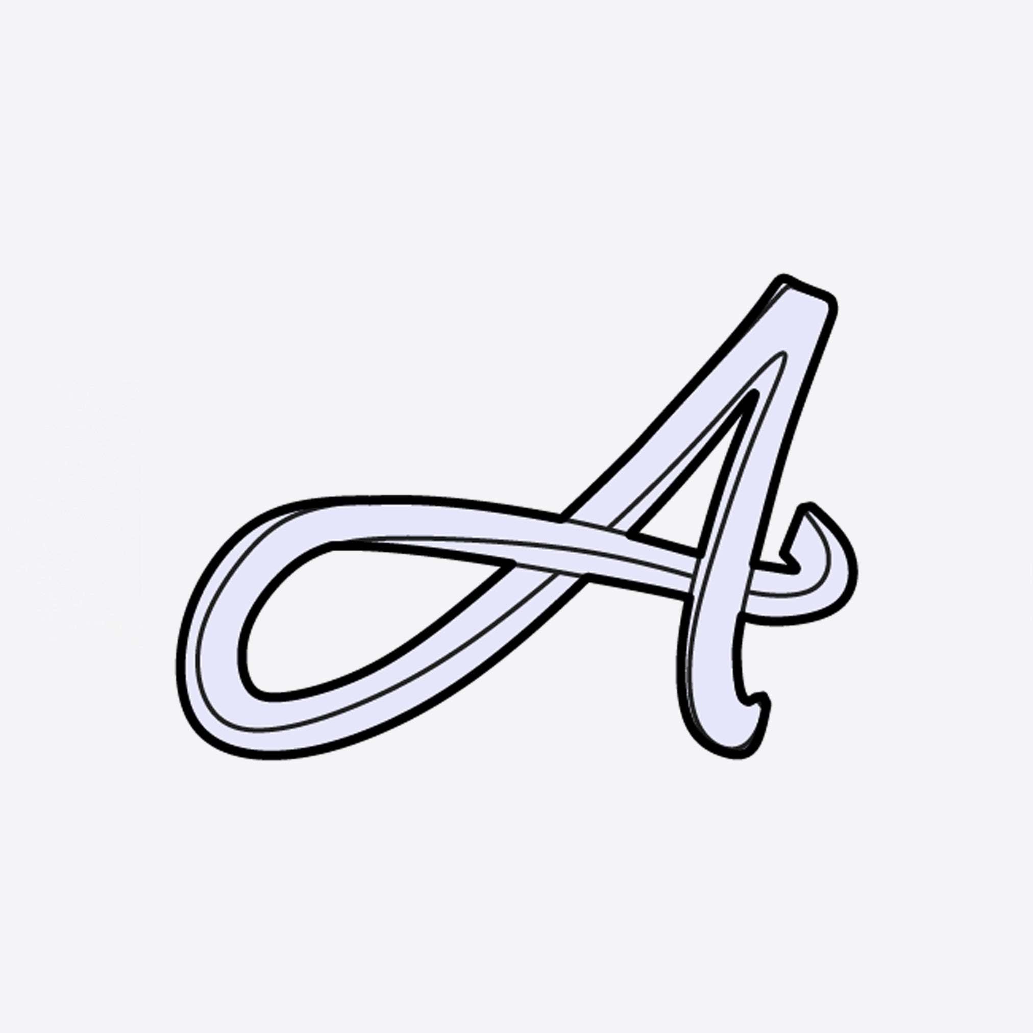 LACE Heat-Press Sticker in violet cursive letter A design for customizable tote bags