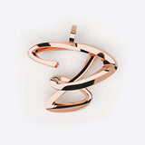 Rose gold Initials Pendant with 3D script design and smooth polished finish