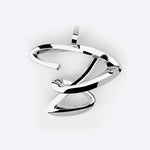 Sterling silver initials pendant necklace with three-dimensional script design and polished finish