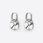 Sterling silver baseball earrings with modern abstract design and detachable charms