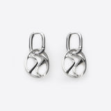 Sterling silver baseball earrings with modern abstract design and detachable charms