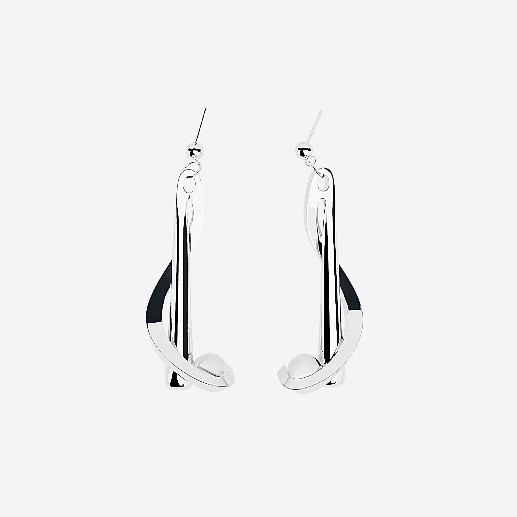 Sterling silver Bat-and-Ball Earrings with modern baseball-inspired design, 1.31 inch length