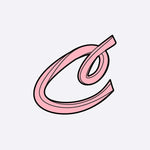 Pink LACE Heat-Press Sticker shaped like the letter C for customizing tote bags