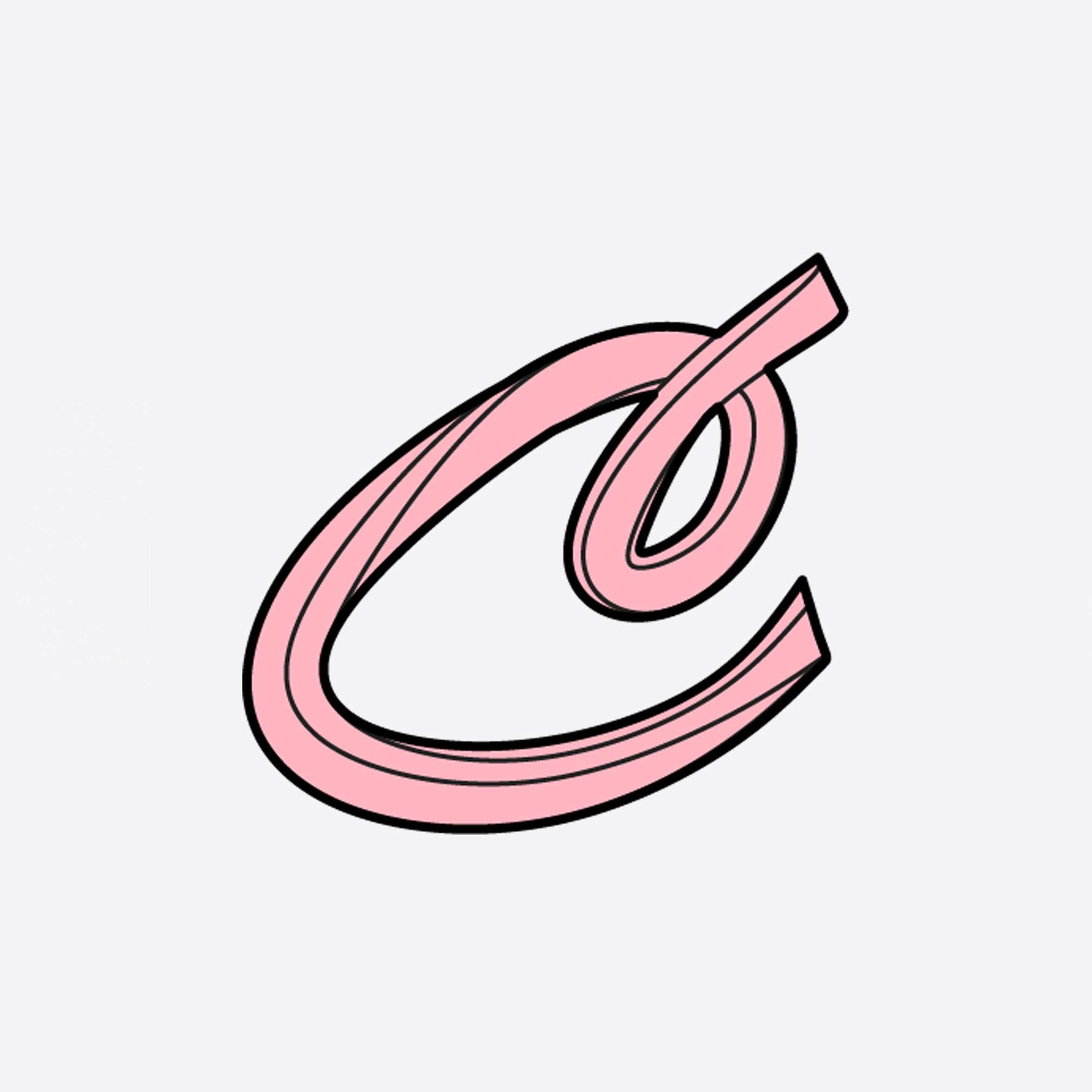 Pink LACE Heat-Press Sticker shaped like the letter C for customizing tote bags