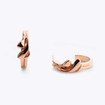 Calyx Mini Hoop earrings in 18K rose gold vermeil with layered petal design, 0.625" diameter, delicate and elegant.