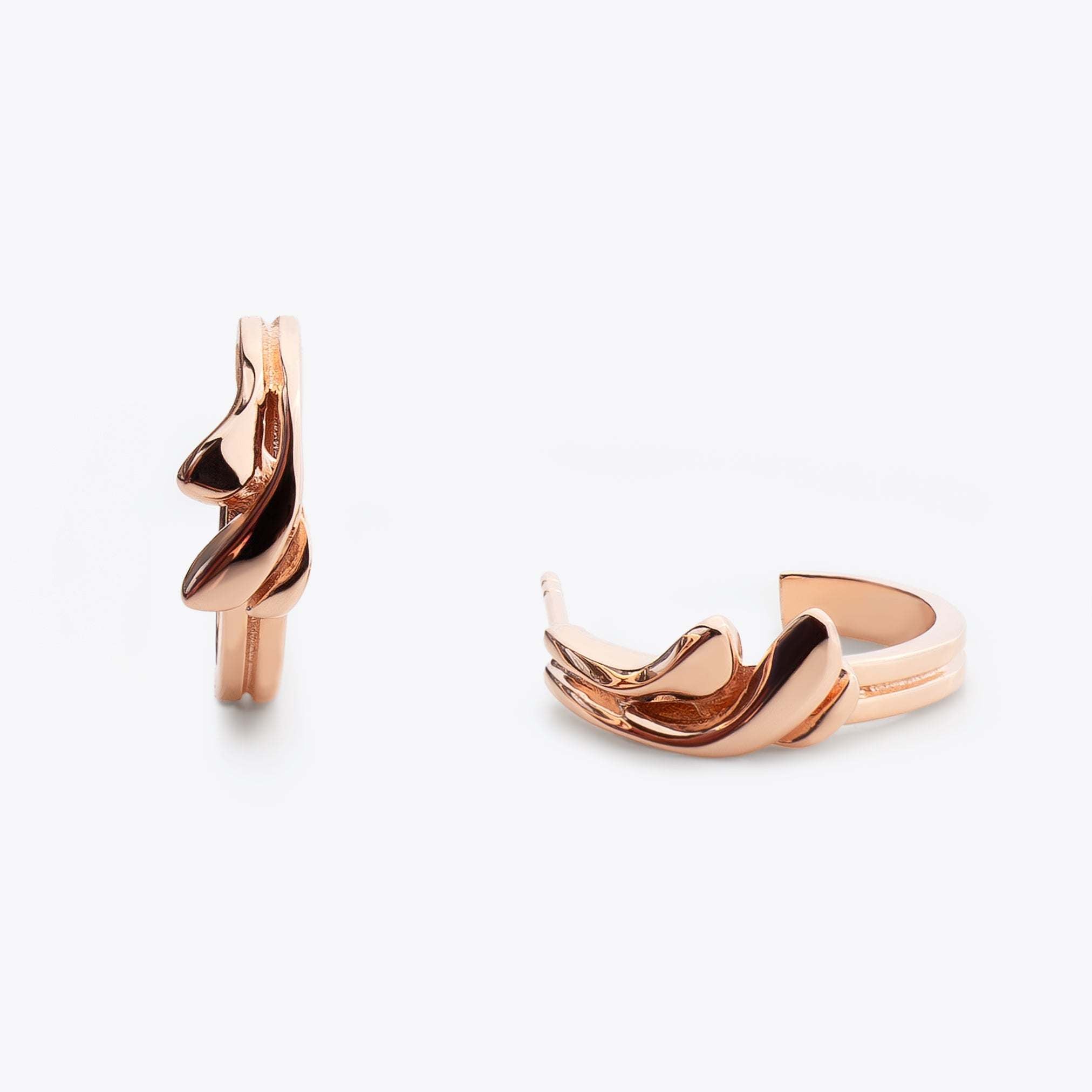 Calyx Mini Hoop earrings in 18K rose gold vermeil with layered petal design, 0.625" diameter, delicate and elegant.