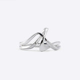 Sterling silver Amare Ring with a unique loose knot design and twisting lines