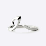 Sterling silver Hydra Ring with an open, adjustable curved design and sculpted oval loop for a modern look