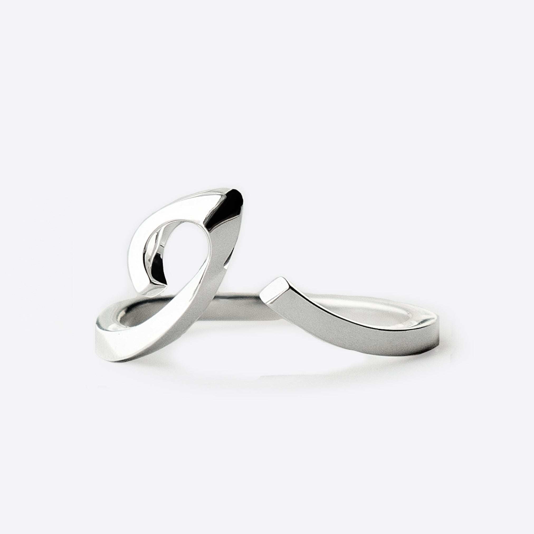 Sterling silver Hydra Ring with an open, adjustable curved design and sculpted oval loop for a modern look