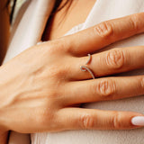 Hydra Diamond Ring in 14K white gold with round brilliant melee diamonds on finger