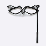 LACE's exquisite 3D-printed gray nylon masquerade mask with intricate linework and precision edge detailing on stick handle