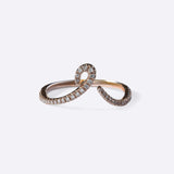 Hydra Diamond Ring in 14K gold with curved oval loop and round-brilliant diamonds