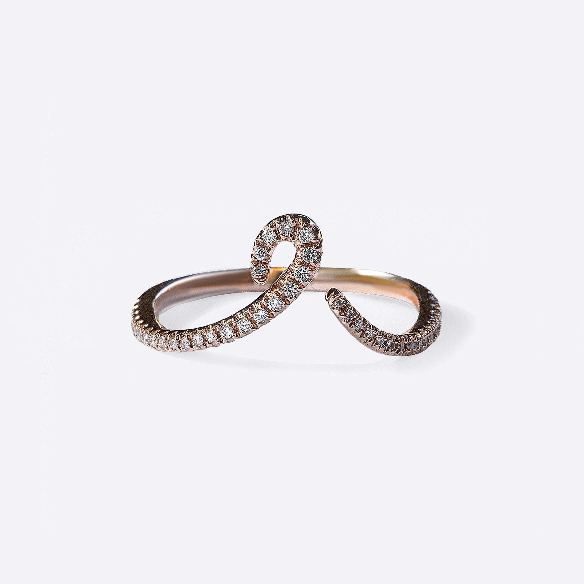 Hydra Diamond Ring in 14K gold with curved oval loop and round-brilliant diamonds