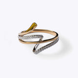 Vina Diamond Ring with intertwined rose and white gold bands accented by pave diamonds