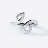 Sterling silver Hydra Duo ring with double-looped open design and serpentine curves