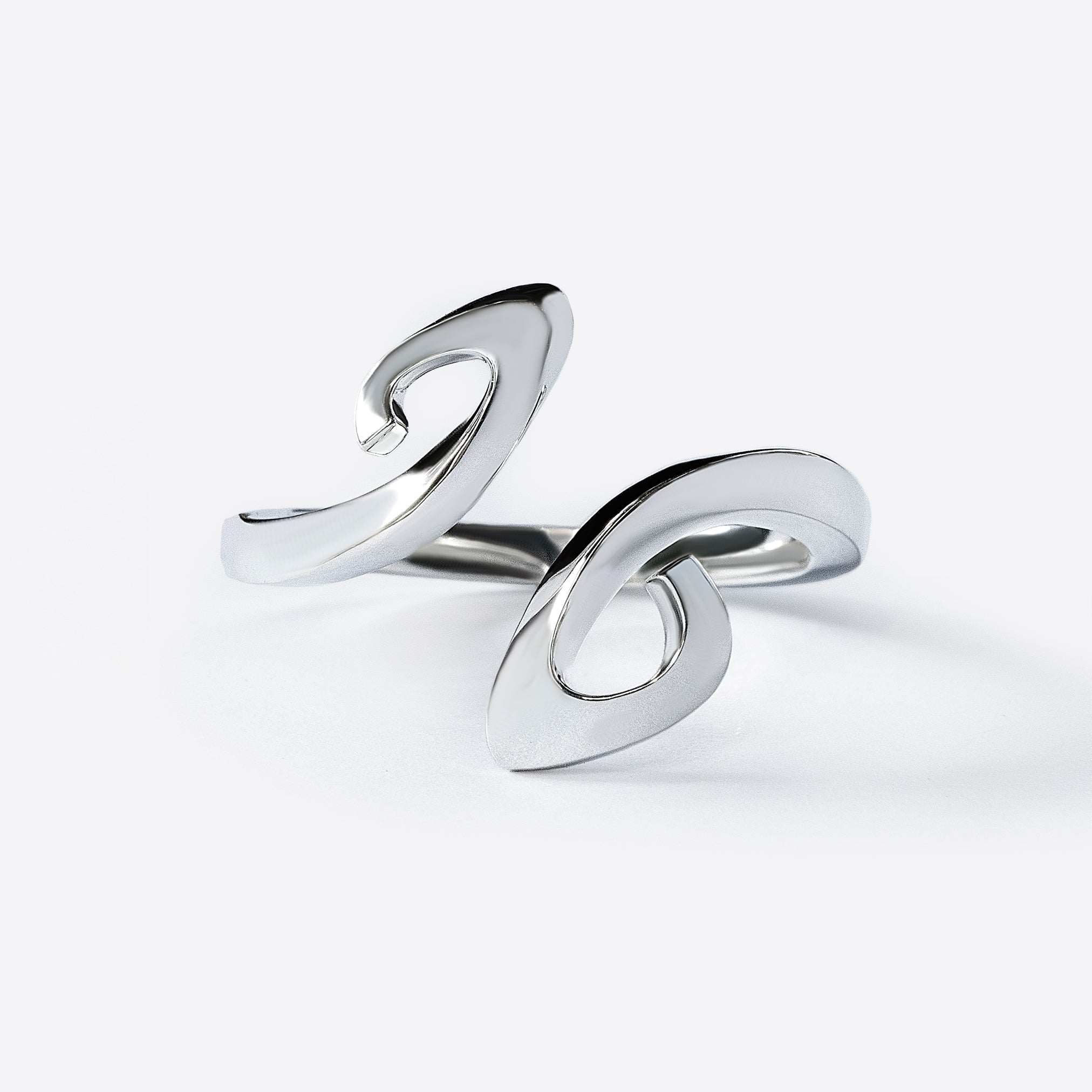 Sterling silver Hydra Duo ring with double-looped open design and serpentine curves