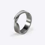Amor Stainless Steel Ring with twisted band and precision edge detailing in brushed finish
