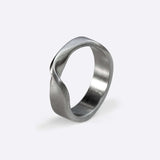 Amor Stainless Steel Ring with twisted band and precision edge detailing in brushed finish