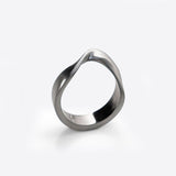 Amos Stainless Steel Ring with twisting band and precision edge detailing