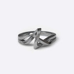 Amare Stainless Steel Ring with loose knot design and twisted lines in stainless steel finish