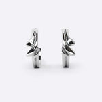 Calyx Mini Hoop sterling silver earrings with layered petal design