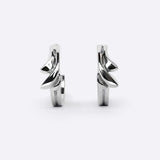 Calyx Mini Hoop sterling silver earrings with layered petal design