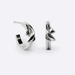 Calyx Mini Hoop sterling silver earrings with layered petal design, 0.625" diameter, elegant and modern style