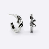 Calyx Mini Hoop sterling silver earrings with layered petal design, 0.625" diameter, elegant and modern style