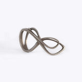 Mobius Steel Ring with fluid elliptical petal design in gray steel isolated on white background