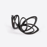 Papilio Steel Ring light gray elliptical petal design in gray steel