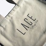 Beige LACE Tote Bag made of durable 100% cotton canvas with sturdy wide-strap handles, perfect for everyday use.