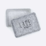 LACE Felt Jewelry Box light gray felt with detachable lid and modern minimalist design