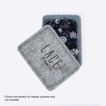 Light gray LACE Felt Jewelry Box with detachable lid and modern minimalist design