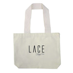 Beige LACE Tote Bag made of 100% cotton canvas with sturdy wide straps for everyday use