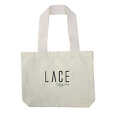 Beige LACE Tote Bag made of 100% cotton canvas with sturdy wide straps for everyday use