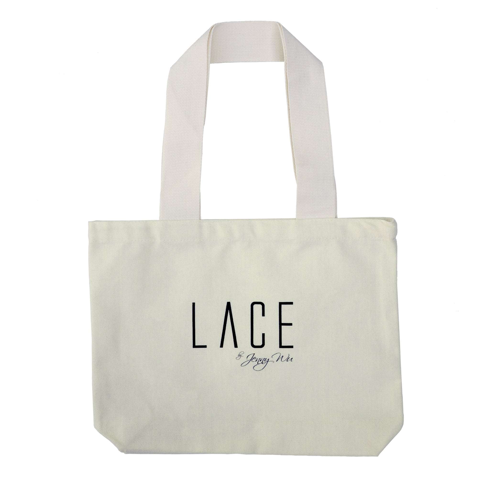 Beige LACE Tote Bag made of 100% cotton canvas with sturdy wide straps for everyday use