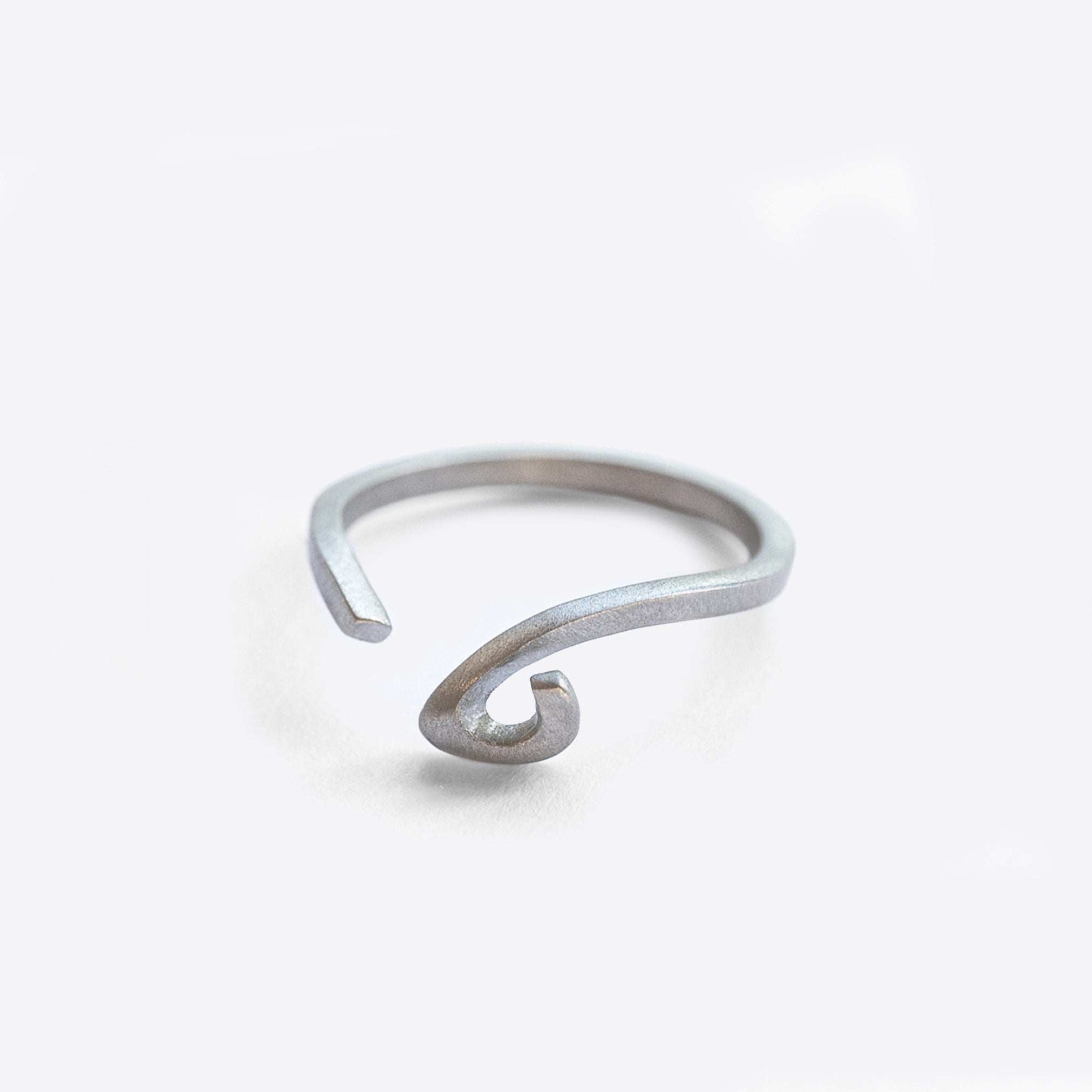 Hydra Stainless Steel Ring open design with curved oval loop in matte finish