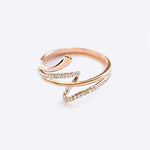Vina Diamond Ring in 14K rose and white gold with pave diamonds, elegant twisted design.