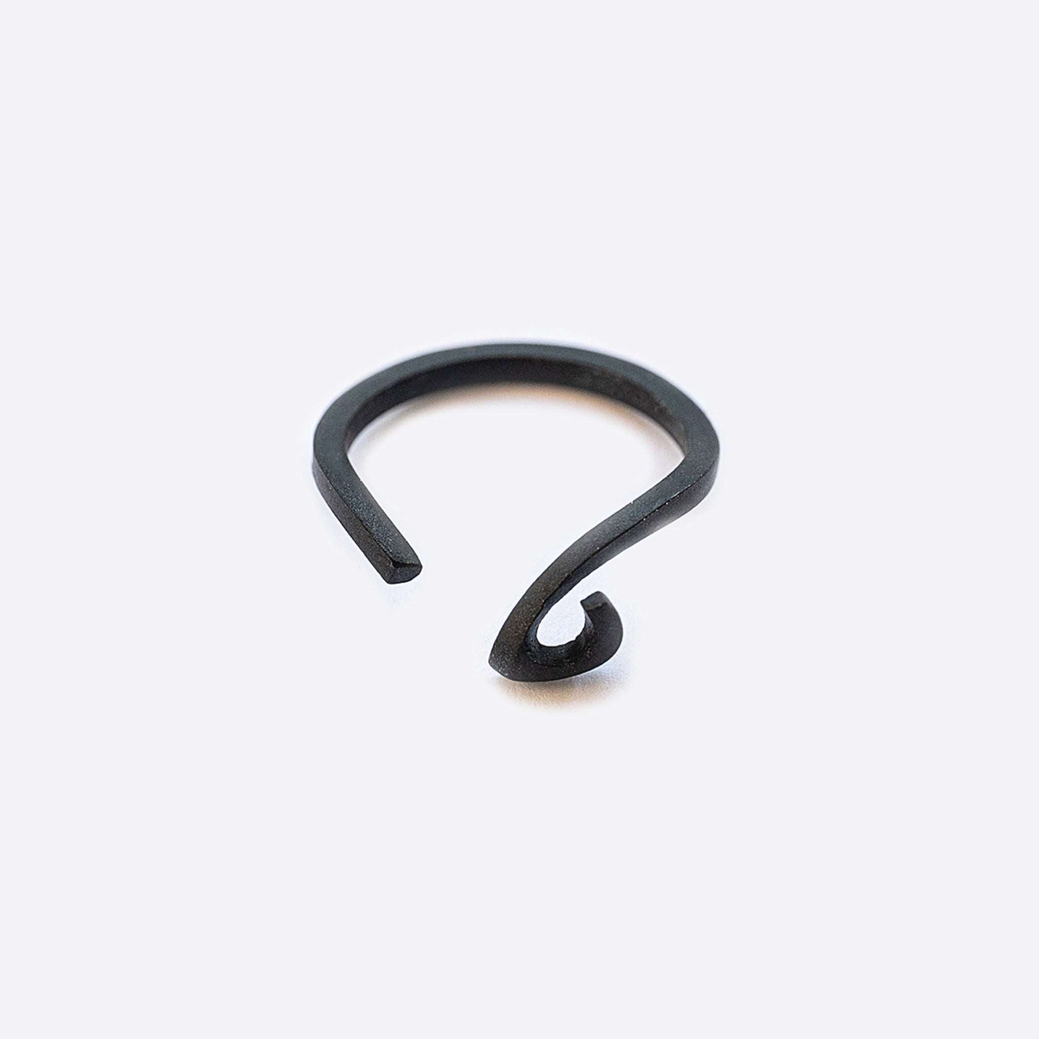 Hydra stainless steel black PVD open curve ring with sculpted oval loop design