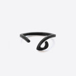 Hydra black stainless steel open ring with curved oval loop design