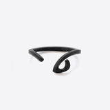 Hydra black stainless steel open ring with curved oval loop design
