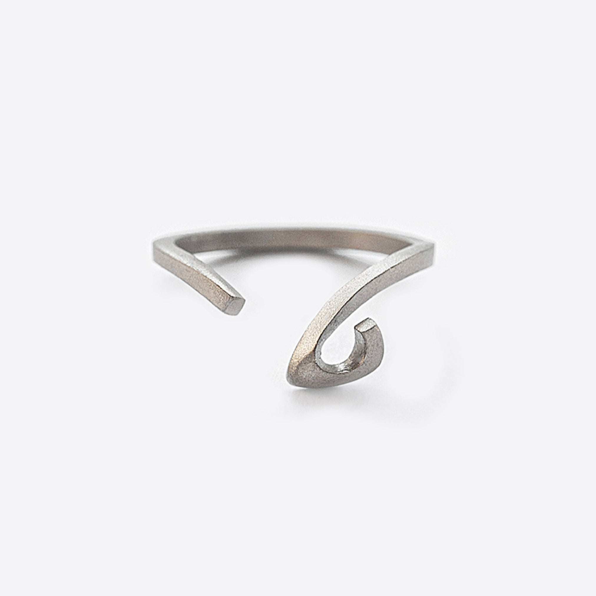 Hydra Stainless Steel Ring with open curved design and sculpted oval loop