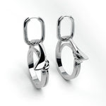 Sterling silver Halo earrings with detachable dangly hoop charms and modern sculpted design