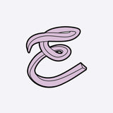 LACE Heat-Press Sticker in violet color displaying stylized letter E for tote bag personalization