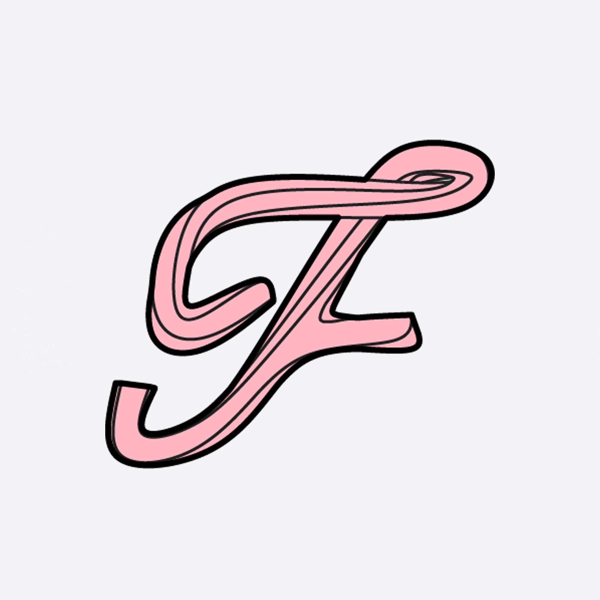 Pink LACE Heat-Press Sticker letter F with unique graphic design