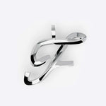 Sterling silver initials pendant with polished script design and precision edge detailing