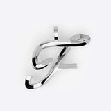Sterling silver initials pendant with polished script design and precision edge detailing
