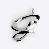 Sterling silver initials pendant necklace with 3D script design and 16-inch chain
